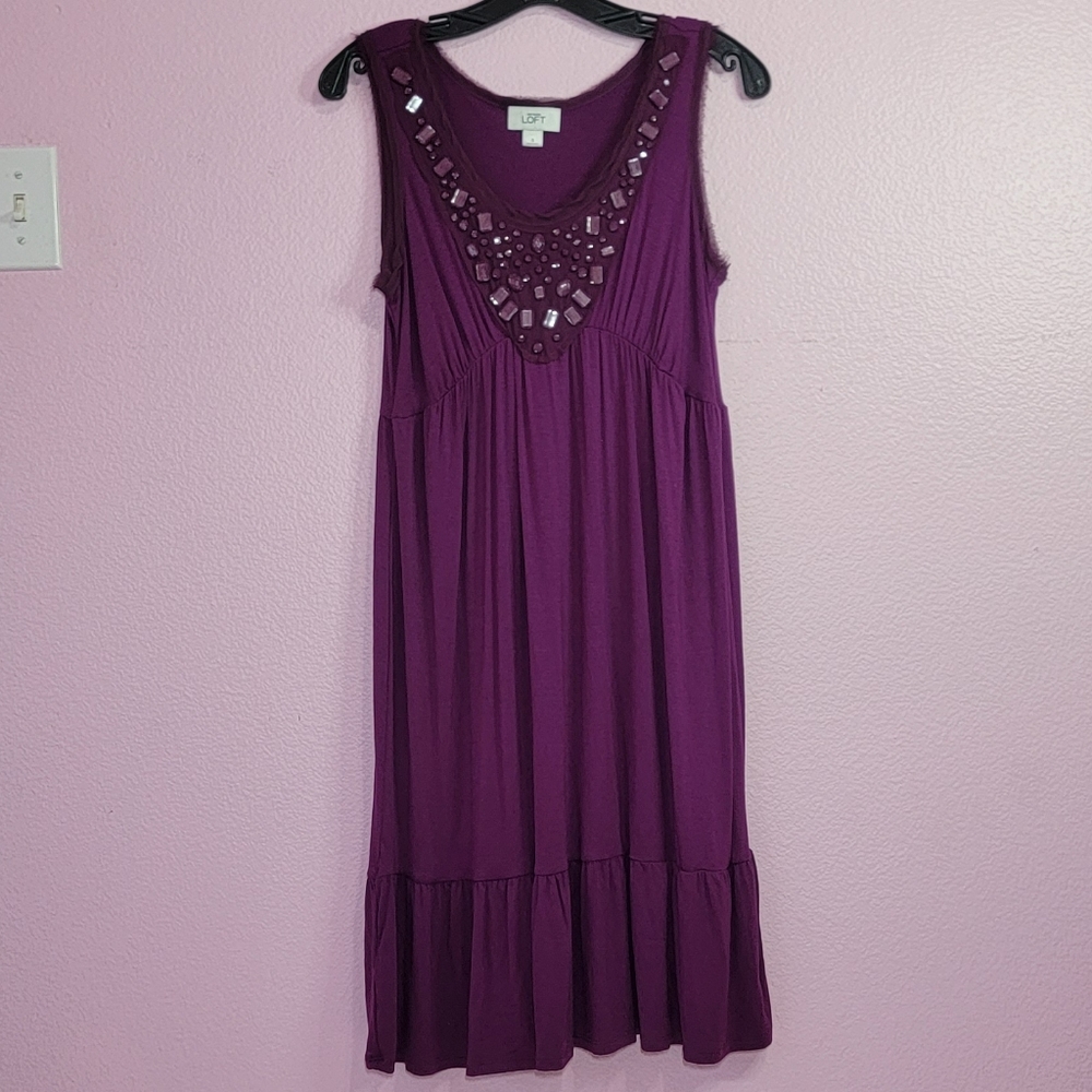 ANN TAYLOR LOFT SLEEVELESS PURPLE DRESS/ S.